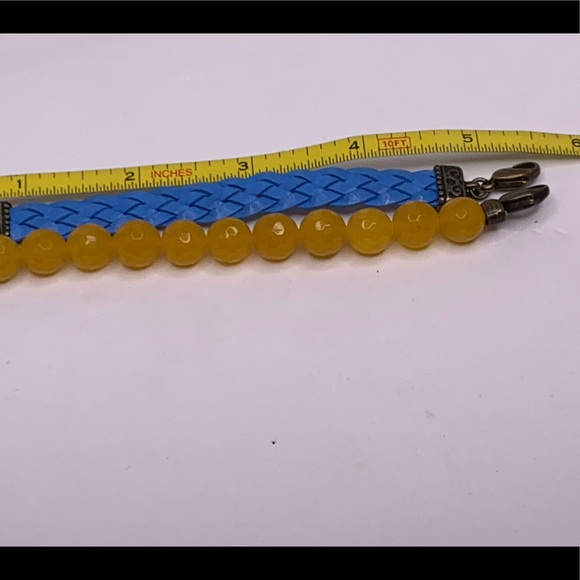 Lenny & Eva Blue Braided & Yellow Stone Bracelet Set - Picture 4 of 5
